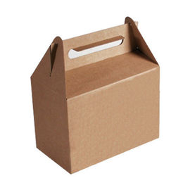 Brown prende le borse di carta fuori riciclate dell'alimento che imprimono la stampa con la maniglia